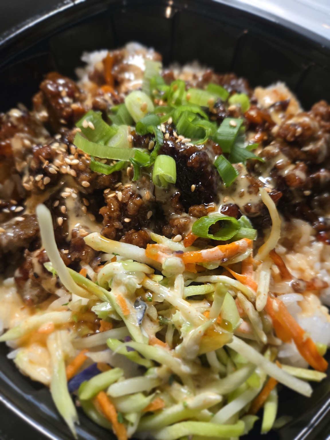 Colorful bulgogi rice bowl at Blazin’ Soy