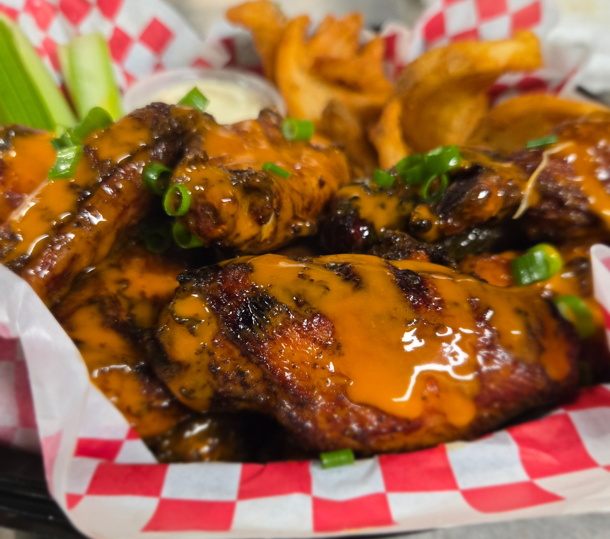 Saucy chicken wings at Blazin’ Soy restaurant